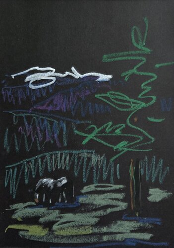 A horse is grazing par Angelina Gafynets, Œuvre sur papier en vente sur Singulart