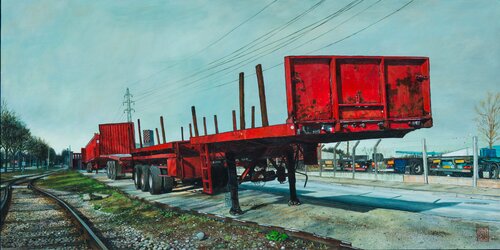 Remorque Rouge von Claude Delamarre, Malerei kaufen auf Singulart