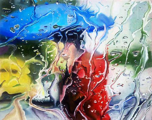 A Woman's Rainy Reflection Dennis Crayon