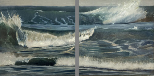 Refreshed by the Sea (diptych) van Dennis Crayon, Schilderij te koop op Singulart