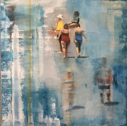 Walking on the Beach van Dennis Crayon, Schilderij te koop op Singulart