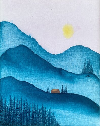 Cabin on a Hill de Laura Thomas, Pintura a la venta en Singulart