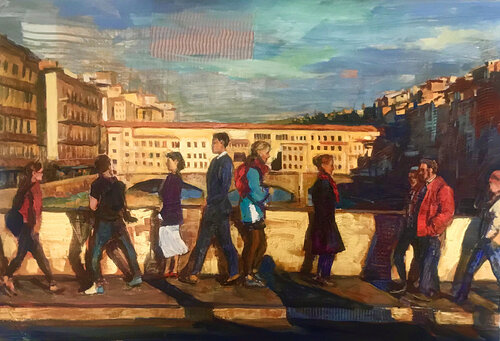 PEDONI EN FIRENZE (Pedestrians in Florence) by James Griffin, 油畫 for Sale on Singulart