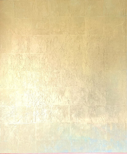 Chameleon, champagne gold and red bottom van Olga Perova, Schilderij te koop op Singulart