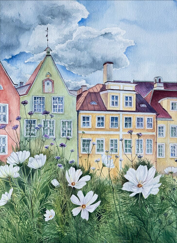 Summer Garden in Old Tallinn de Kateryna Zdravcheva, Obra en papel a la venta en Singulart