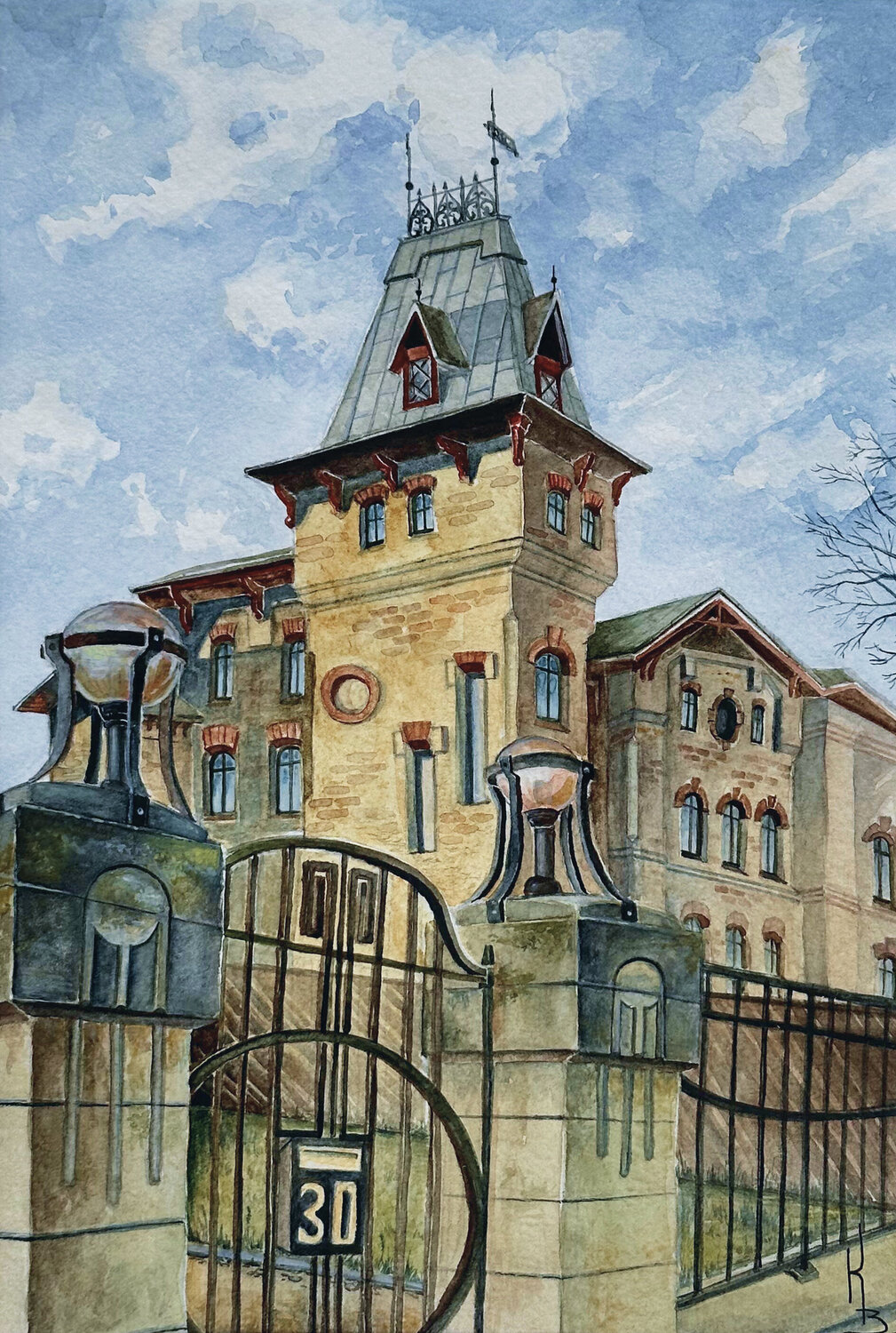 Quiet Corner of Tallinn Kateryna Zdravcheva Werk auf Papier zu verkaufen