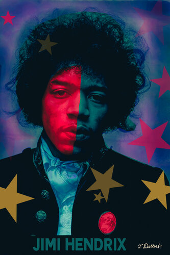 JIMI HENDRIX.    compose the best  rock guitarist ever by Thomas Dellert, 인쇄 for Sale on Singulart