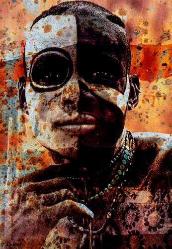 Nuba Boy Warrior             ( after Leni Riefenstahl ) par Thomas Dellert, Photographie en vente sur Singulart