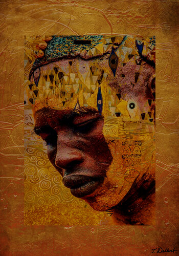 Golden African Warrior.  ( after Leni Riefenstahl ) par Thomas Dellert, Photographie en vente sur Singulart