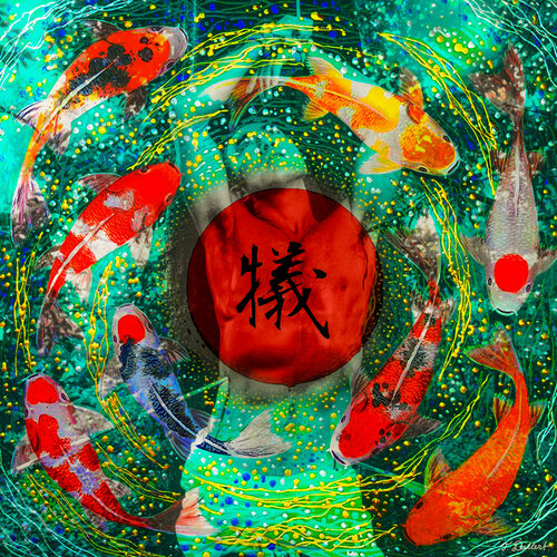 Mishima drowning in his own fantasy di Thomas Dellert, Fotografia in vendita su Singulart