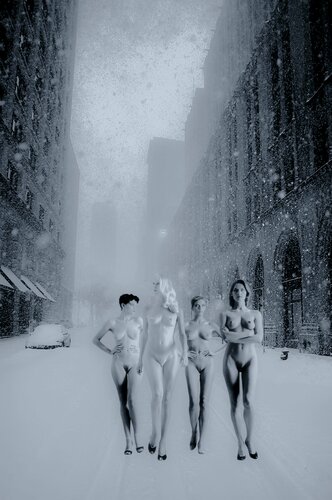 Naked in the Manhattan Snow Storm par Thomas Dellert, Photographie en vente sur Singulart