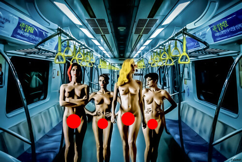 Naked in Tokyo Subway van Thomas Dellert, Fotografie te koop op Singulart