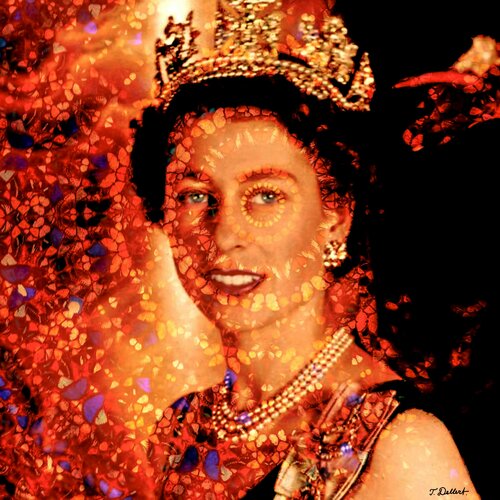 Queen Elizabeth and King Damien Hirst ( Golden Red Version ) von Thomas Dellert, Fotografie kaufen auf Singulart