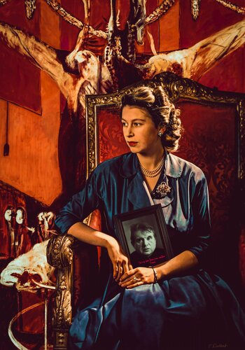 QUEEN Elizabeth  the second of England and Francis Bacon QUEEN of British painting par Thomas Dellert, Photographie en vente sur Singulart