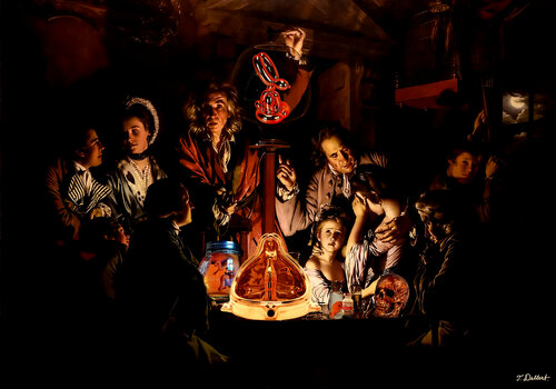The Magic Light of Life and Art.    ( after a painting by Joseph Wright  1768 ) par Thomas Dellert, Digital en vente sur Singulart
