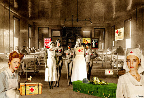 In the WW1 Hospital Room  during the Spanish Flue           ( Corona Covid Omicron today ) par Thomas Dellert, Photographie en vente sur Singulart