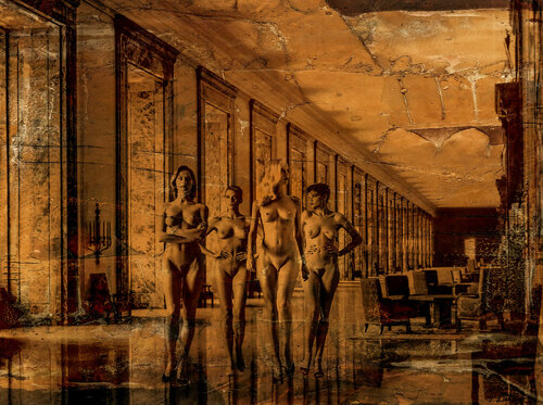 In the Reich Chancellery 1945.  Homage a  Helmut Newton par Thomas Dellert, Photographie en vente sur Singulart