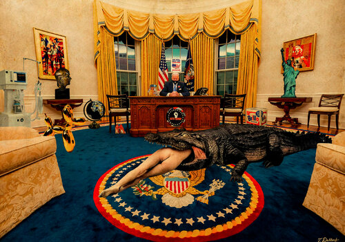 In the US Presidents room.    homage a Helmut Newton par Thomas Dellert, Photographie en vente sur Singulart