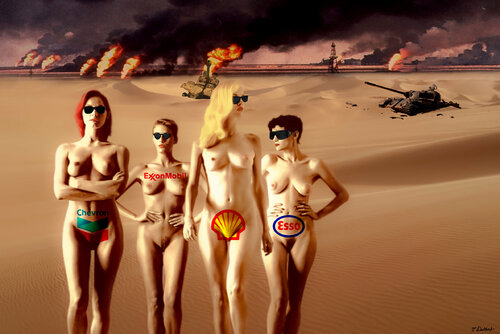 NO MORE WAR FOR OIL OR GAS     homage to Helmut Newton par Thomas Dellert, Photographie en vente sur Singulart