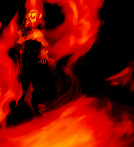 Fire Dance. ( Anita Ekberg in a Lightbox ) par Thomas Dellert, Photographie en vente sur Singulart