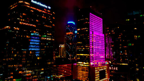 THE MIAMI  CHRISTMAS NIGHT    a view from a Miami skyscraper in a light-box  at Christmas di Thomas Dellert, Fotografia in vendita su Singulart