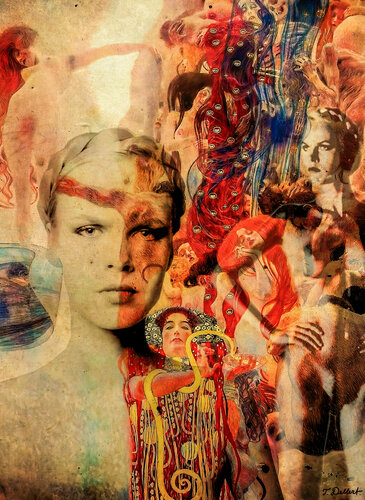 Portrait of young Alma   (  Alma Maria Mahler Gropius Werfel ).  after Gustaf Klimt and Helmut Newton par Thomas Dellert, Photographie en vente sur Singulart