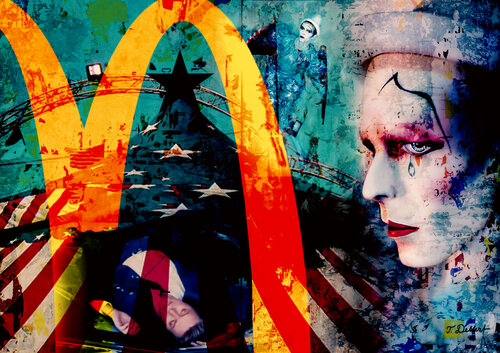 The Clown that Cried   ( David Bowie as Ziggy Stardust  the Clown ) di Thomas Dellert, Fotografia in vendita su Singulart
