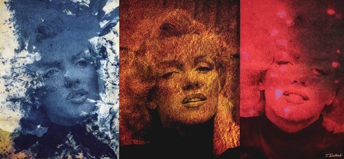 Monroes three colors   ( Blue as the Sky , Gold as a gold coin and Pink as Candy ) par Thomas Dellert, Photographie en vente sur Singulart