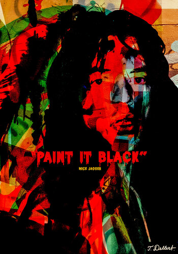 Paint it Black !     ( after Mick Jagger and  Andy Warhol ) van Thomas Dellert, Digitaal te koop op Singulart