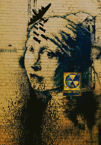 The Girl with the Atomic Earring     ( after Vermeer and Banksy ) di Thomas Dellert, Fotografia in vendita su Singulart