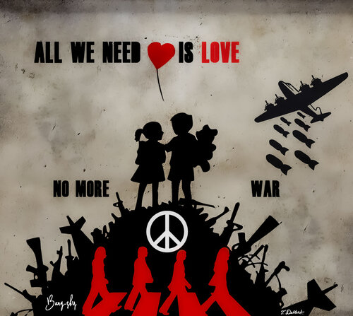 ALL WE NEED IS LOVE   ( after the Beatles and Banksy ) di Thomas Dellert, Digitale in vendita su Singulart