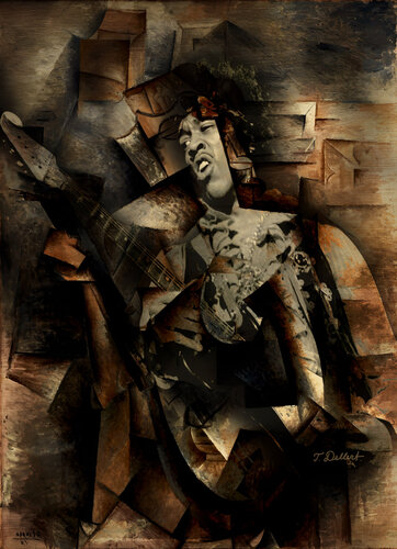 Jimi Hendrix Cubistic Experience  ( Jimi was the Picasso of Rock Music ) di Thomas Dellert, Digitale in vendita su Singulart