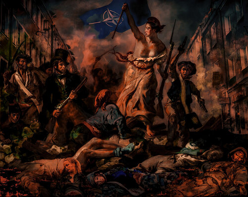 LIBERTA  !     Digital Painting on canvas after Eugene Delacroix van Thomas Dellert, Digitaal te koop op Singulart