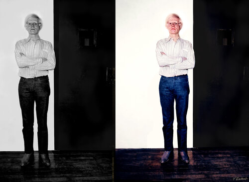 Before and After.   Diptych of Andy Warhol. Based on a Photograph by Swedish photographer Bruno Ehrs 1980 par Thomas Dellert, Photographie en vente sur Singulart