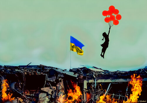 The Brave Escape from Hell .         photo montage after Bansky par Thomas Dellert, Photographie en vente sur Singulart