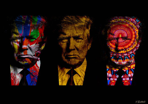 TRUMP ART TRIPTYCH .   Splashes and Gold di Thomas Dellert, Fotografia in vendita su Singulart