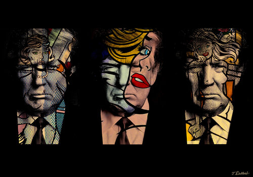 TRUMP POP ART TRIPTYCH     Roy Lichtenstein's women Thomas Dellert