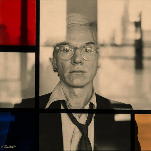 Portrait of Andy Warhol and Mondrian. two squares di Thomas Dellert, Fotografia in vendita su Singulart
