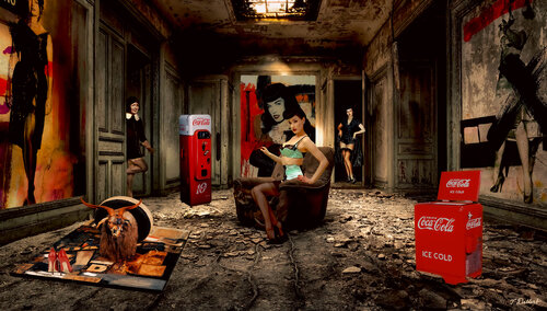 Dita and Dita and Bettie in the American Art gallery di Thomas Dellert, Fotografia in vendita su Singulart