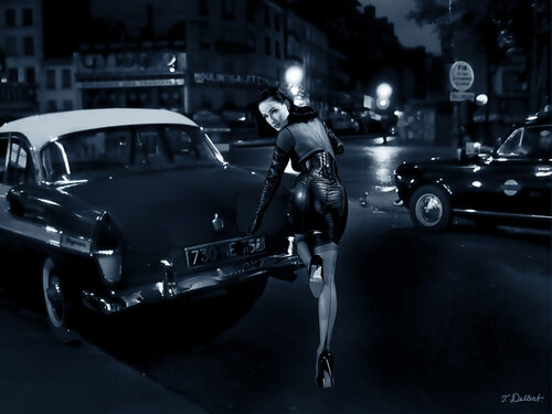 Dita in Pigalle Paris 1950's. . After a photograph of Christer Strömholm di Thomas Dellert, Fotografia in vendita su Singulart