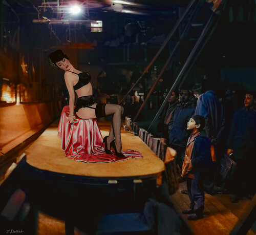 Looking at Dita von Teese.  After a photograph  in Pigalle Paris by Christer Strömholm Thomas Dellert