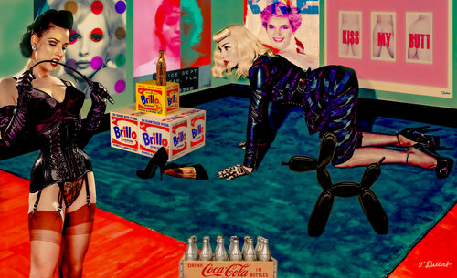Dita and Madonna taking part as Art  in the exhibit in Manhattan with art by Warhol , Koons and Dellert par Thomas Dellert, Photographie en vente sur Singulart