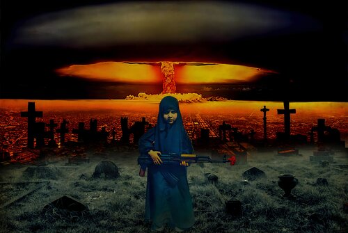 Little Girl, Little flower for Peace, Little Hope, Little Time,  Big Blast ! von Thomas Dellert, Fotografie kaufen auf Singulart