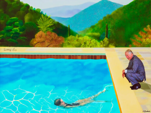 Swimming Away !     after a famous painting by David Hockney par Thomas Dellert, Édition en vente sur Singulart