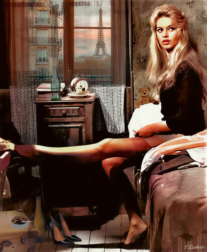 Brigitte Bardot in paris in her Nylons van Thomas Dellert, Fotografie te koop op Singulart