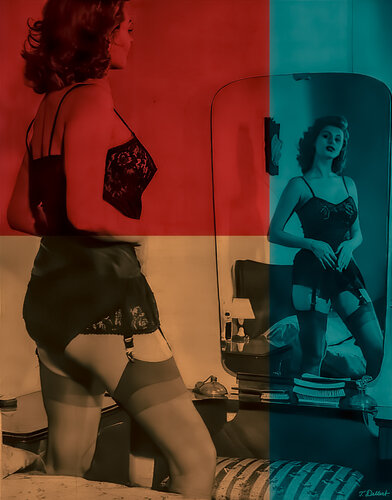 Sophia Loren 1950s in lingerie in front of her mirror in her home by Thomas Dellert, Photography for Sale on Singulart