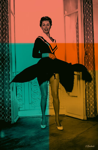 Sophia Loren privately showing off her legs and nylons par Thomas Dellert, Photographie en vente sur Singulart