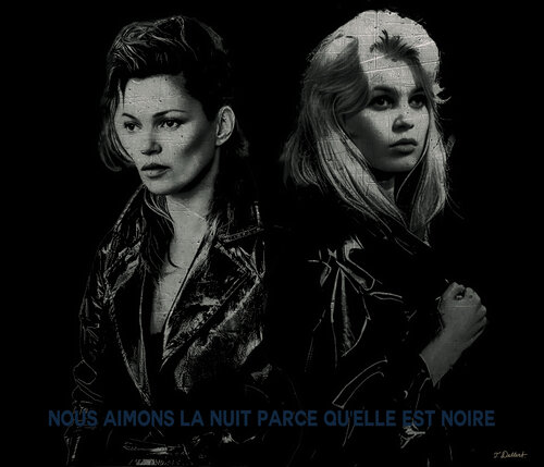 Kate Moss & Brigitte Bardot dan la Nuit van Thomas Dellert, Afdruk te koop op Singulart