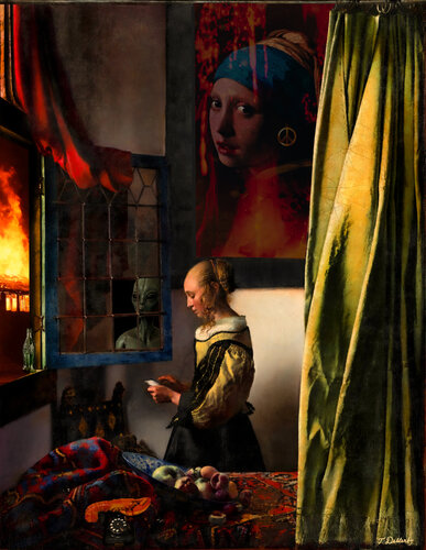 Reading the SMS of Love : after Vermeer par Thomas Dellert, Digital en vente sur Singulart
