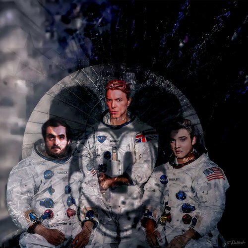 Men in Space ( the Moon landing was Filmed by Stanley Kubrick in Area 51  NOT on the moon  . here  is Stanley with Elvis and Bowie ) by Thomas Dellert, 사진 for Sale on Singulart